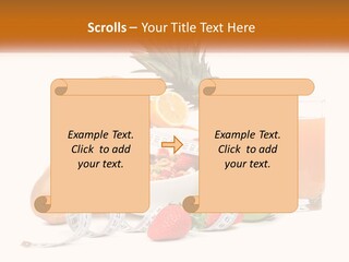 A Bowl Of Fruit And A Measuring Tape With A Glass Of Orange Juice PowerPoint Template