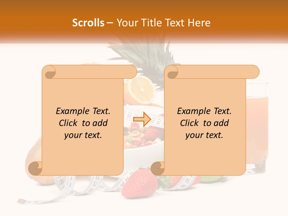 A Bowl Of Fruit And A Measuring Tape With A Glass Of Orange Juice PowerPoint Template