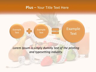 A Bowl Of Fruit And A Measuring Tape With A Glass Of Orange Juice PowerPoint Template