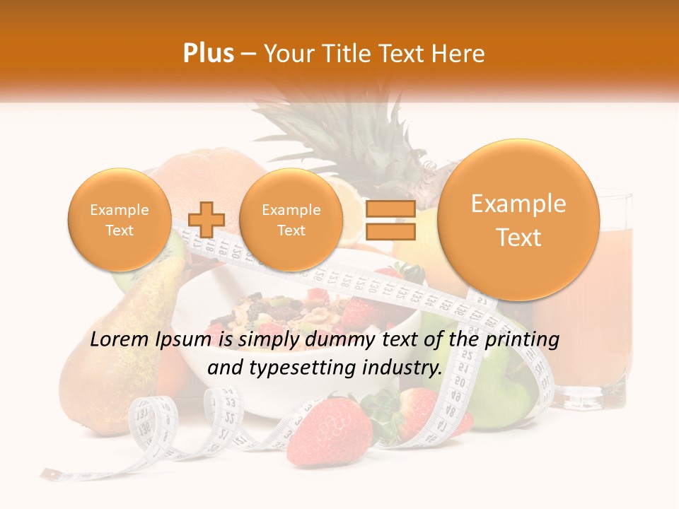 A Bowl Of Fruit And A Measuring Tape With A Glass Of Orange Juice PowerPoint Template
