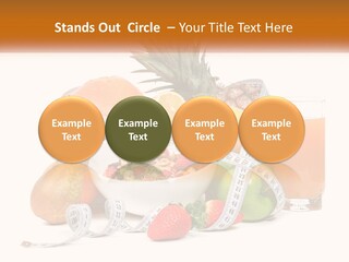 A Bowl Of Fruit And A Measuring Tape With A Glass Of Orange Juice PowerPoint Template