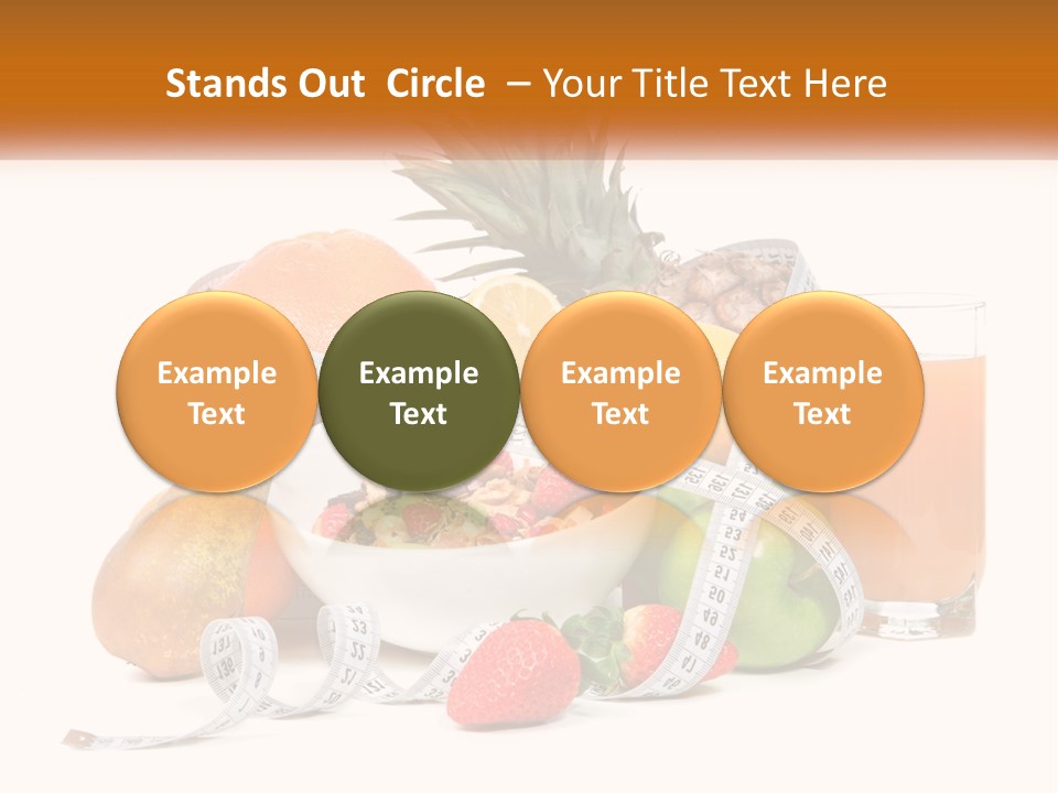 A Bowl Of Fruit And A Measuring Tape With A Glass Of Orange Juice PowerPoint Template