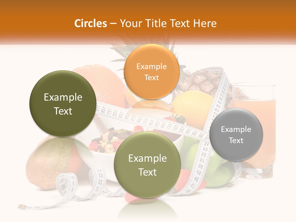 A Bowl Of Fruit And A Measuring Tape With A Glass Of Orange Juice PowerPoint Template