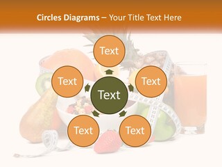 A Bowl Of Fruit And A Measuring Tape With A Glass Of Orange Juice PowerPoint Template