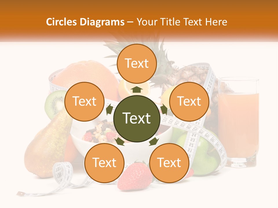 A Bowl Of Fruit And A Measuring Tape With A Glass Of Orange Juice PowerPoint Template
