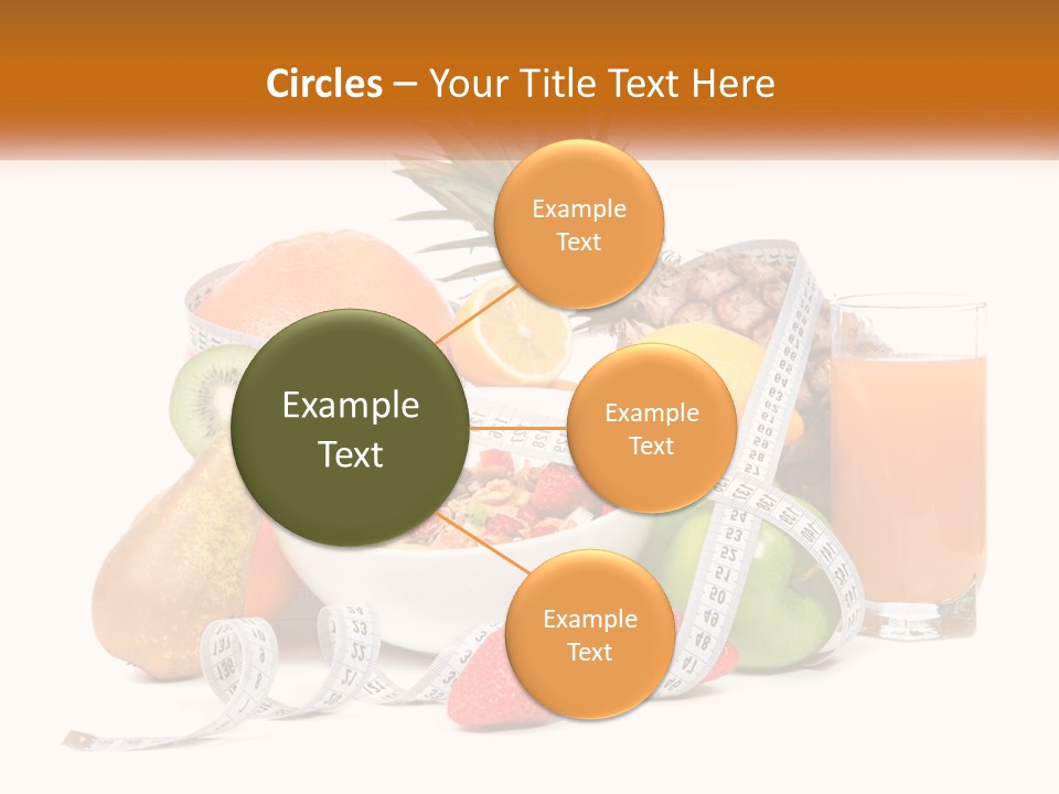 A Bowl Of Fruit And A Measuring Tape With A Glass Of Orange Juice PowerPoint Template