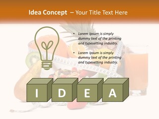 A Bowl Of Fruit And A Measuring Tape With A Glass Of Orange Juice PowerPoint Template