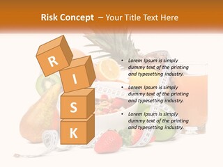 A Bowl Of Fruit And A Measuring Tape With A Glass Of Orange Juice PowerPoint Template
