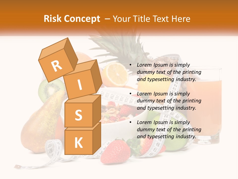 A Bowl Of Fruit And A Measuring Tape With A Glass Of Orange Juice PowerPoint Template