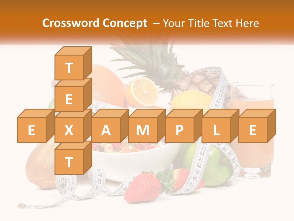 A Bowl Of Fruit And A Measuring Tape With A Glass Of Orange Juice PowerPoint Template