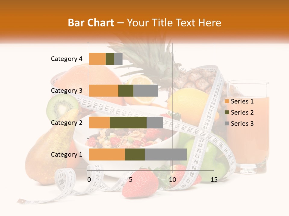 A Bowl Of Fruit And A Measuring Tape With A Glass Of Orange Juice PowerPoint Template