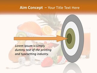 A Bowl Of Fruit And A Measuring Tape With A Glass Of Orange Juice PowerPoint Template