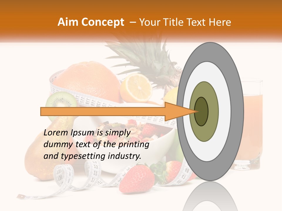 A Bowl Of Fruit And A Measuring Tape With A Glass Of Orange Juice PowerPoint Template