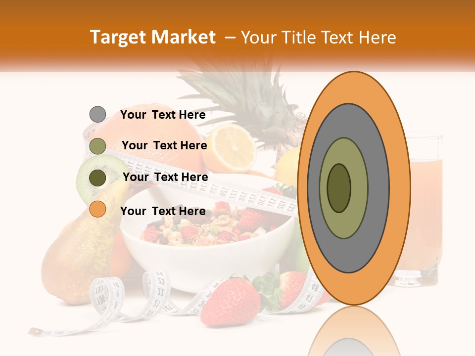 A Bowl Of Fruit And A Measuring Tape With A Glass Of Orange Juice PowerPoint Template