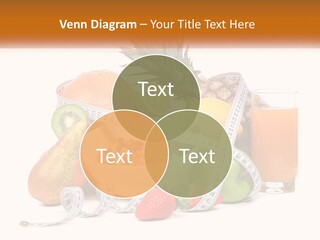 A Bowl Of Fruit And A Measuring Tape With A Glass Of Orange Juice PowerPoint Template