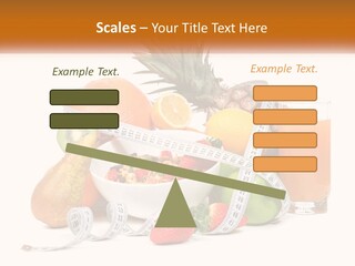 A Bowl Of Fruit And A Measuring Tape With A Glass Of Orange Juice PowerPoint Template