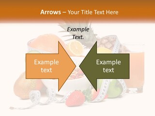 A Bowl Of Fruit And A Measuring Tape With A Glass Of Orange Juice PowerPoint Template
