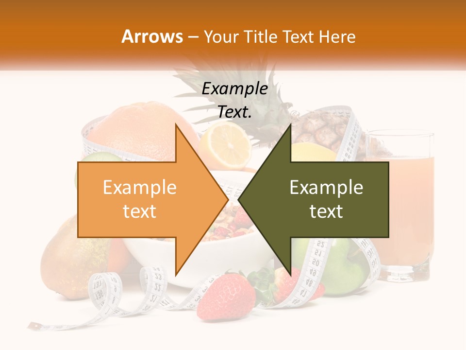 A Bowl Of Fruit And A Measuring Tape With A Glass Of Orange Juice PowerPoint Template