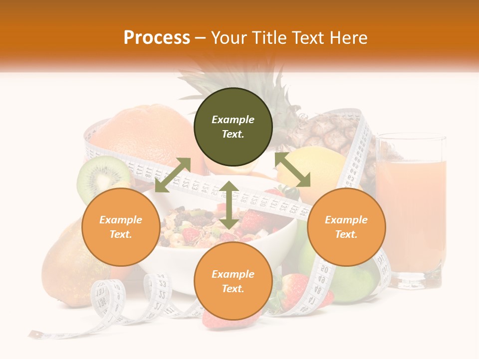 A Bowl Of Fruit And A Measuring Tape With A Glass Of Orange Juice PowerPoint Template