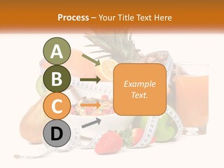 A Bowl Of Fruit And A Measuring Tape With A Glass Of Orange Juice PowerPoint Template