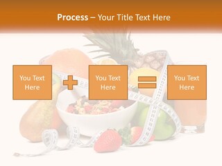 A Bowl Of Fruit And A Measuring Tape With A Glass Of Orange Juice PowerPoint Template