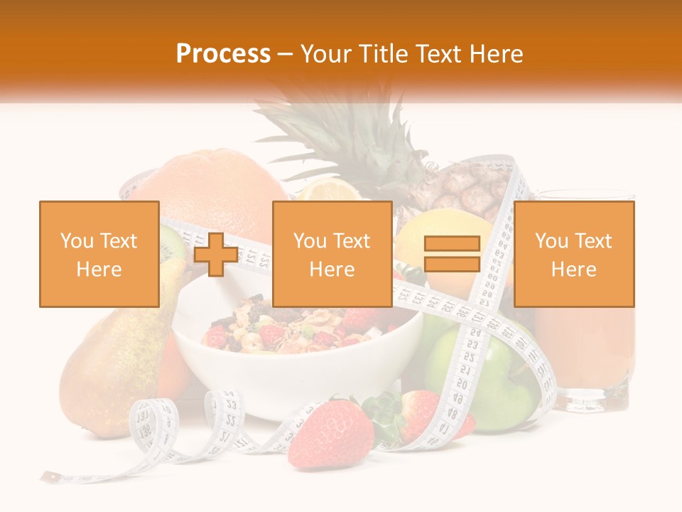 A Bowl Of Fruit And A Measuring Tape With A Glass Of Orange Juice PowerPoint Template