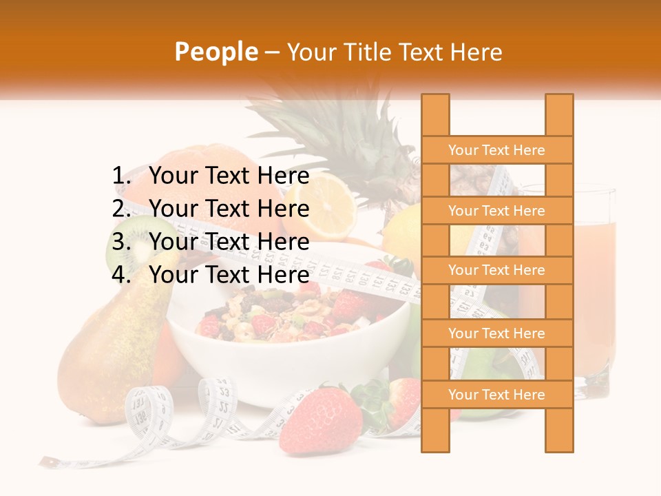 A Bowl Of Fruit And A Measuring Tape With A Glass Of Orange Juice PowerPoint Template