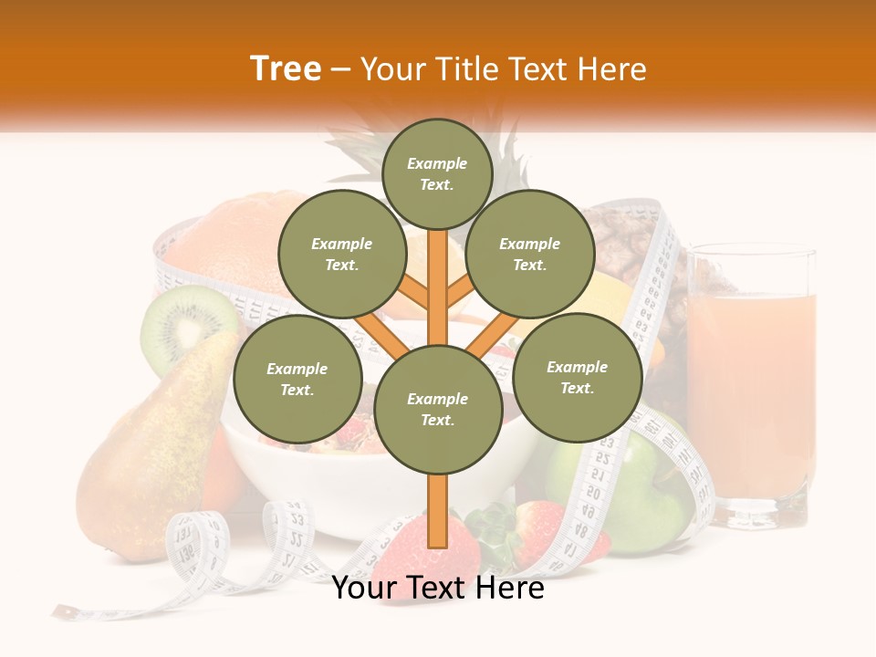 A Bowl Of Fruit And A Measuring Tape With A Glass Of Orange Juice PowerPoint Template