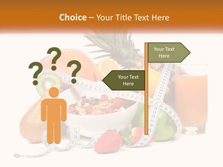 A Bowl Of Fruit And A Measuring Tape With A Glass Of Orange Juice PowerPoint Template