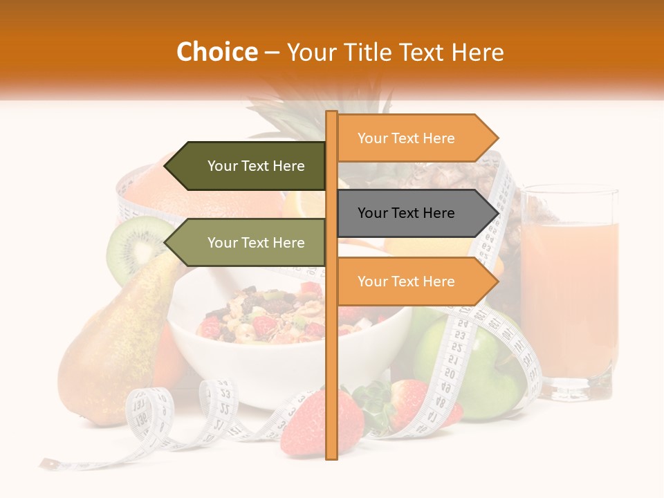 A Bowl Of Fruit And A Measuring Tape With A Glass Of Orange Juice PowerPoint Template