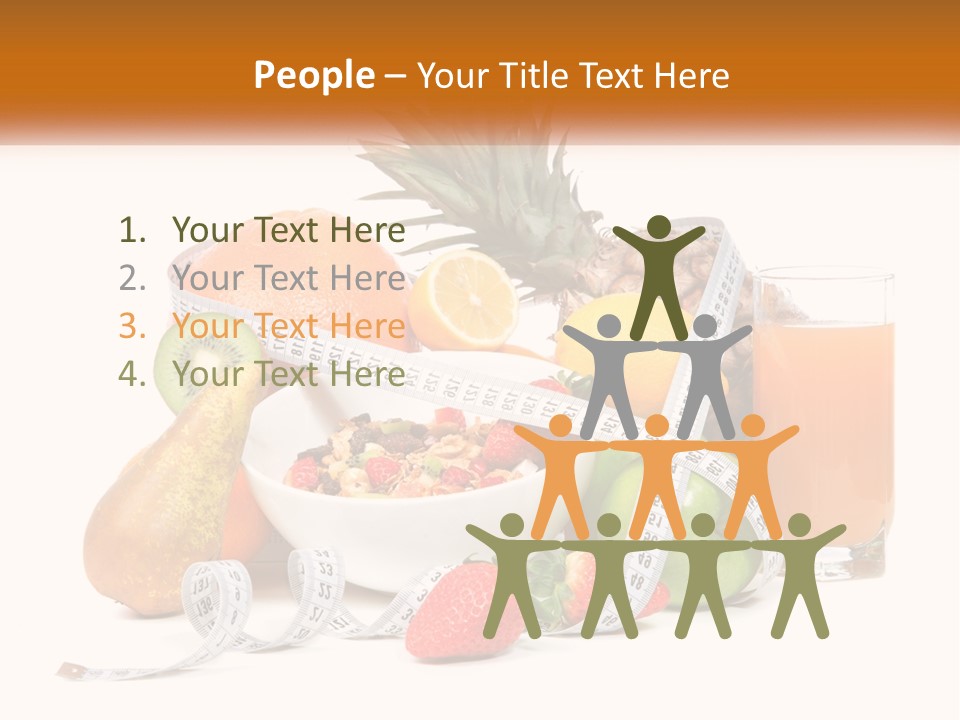 A Bowl Of Fruit And A Measuring Tape With A Glass Of Orange Juice PowerPoint Template