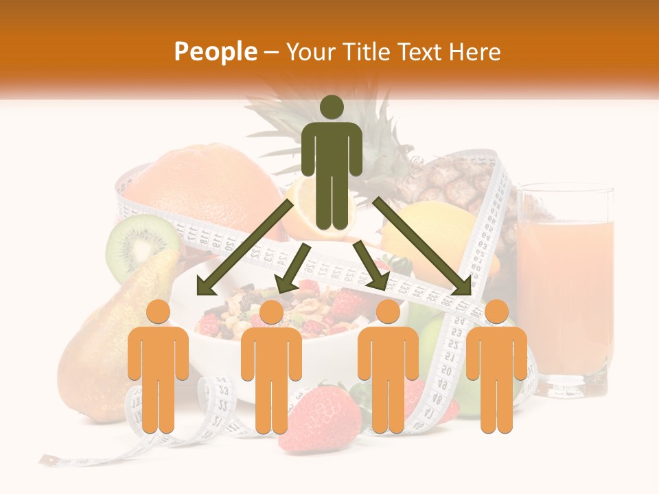 A Bowl Of Fruit And A Measuring Tape With A Glass Of Orange Juice PowerPoint Template