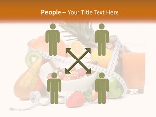 A Bowl Of Fruit And A Measuring Tape With A Glass Of Orange Juice PowerPoint Template