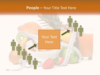A Bowl Of Fruit And A Measuring Tape With A Glass Of Orange Juice PowerPoint Template