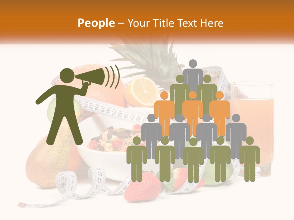 A Bowl Of Fruit And A Measuring Tape With A Glass Of Orange Juice PowerPoint Template