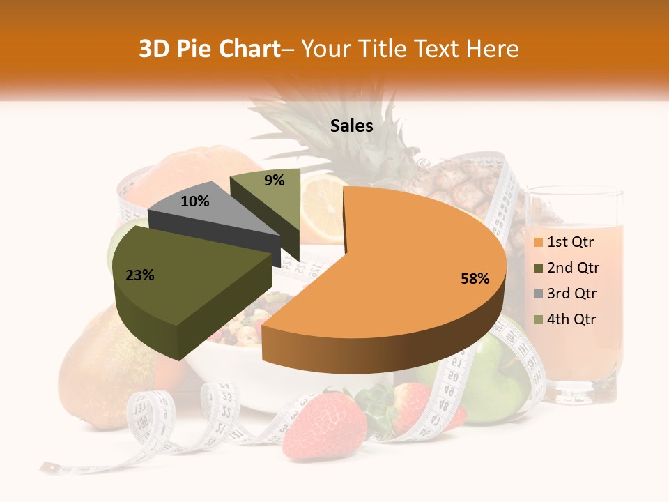 A Bowl Of Fruit And A Measuring Tape With A Glass Of Orange Juice PowerPoint Template