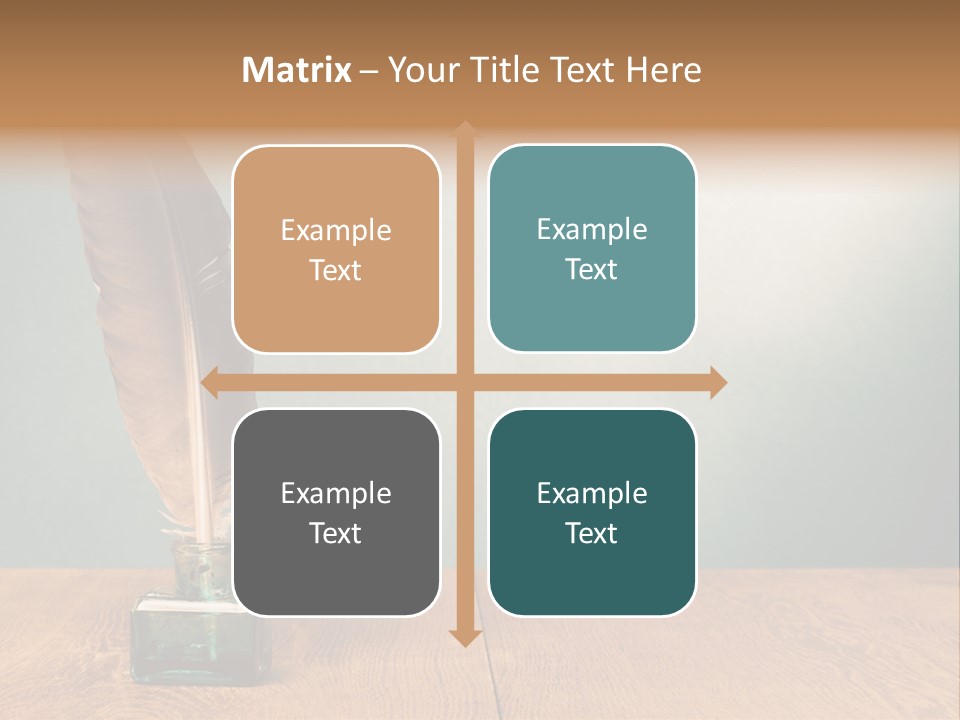 A Brown Feather Resting On A Wooden Table PowerPoint Template