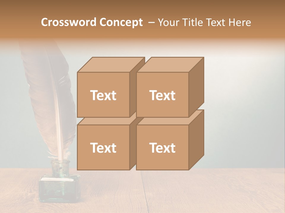 A Brown Feather Resting On A Wooden Table PowerPoint Template