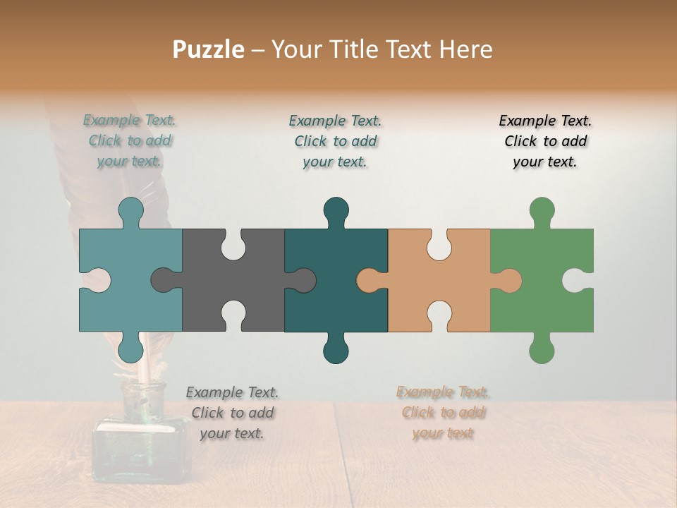 A Brown Feather Resting On A Wooden Table PowerPoint Template