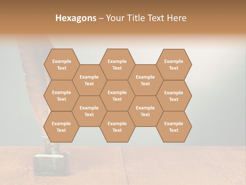 A Brown Feather Resting On A Wooden Table PowerPoint Template