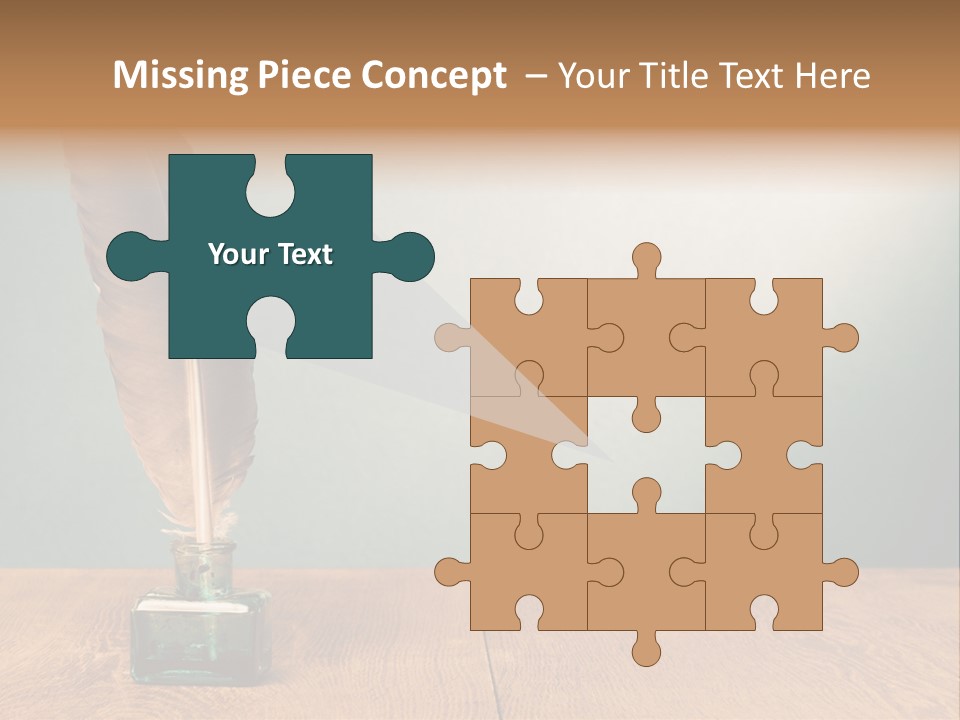 A Brown Feather Resting On A Wooden Table PowerPoint Template