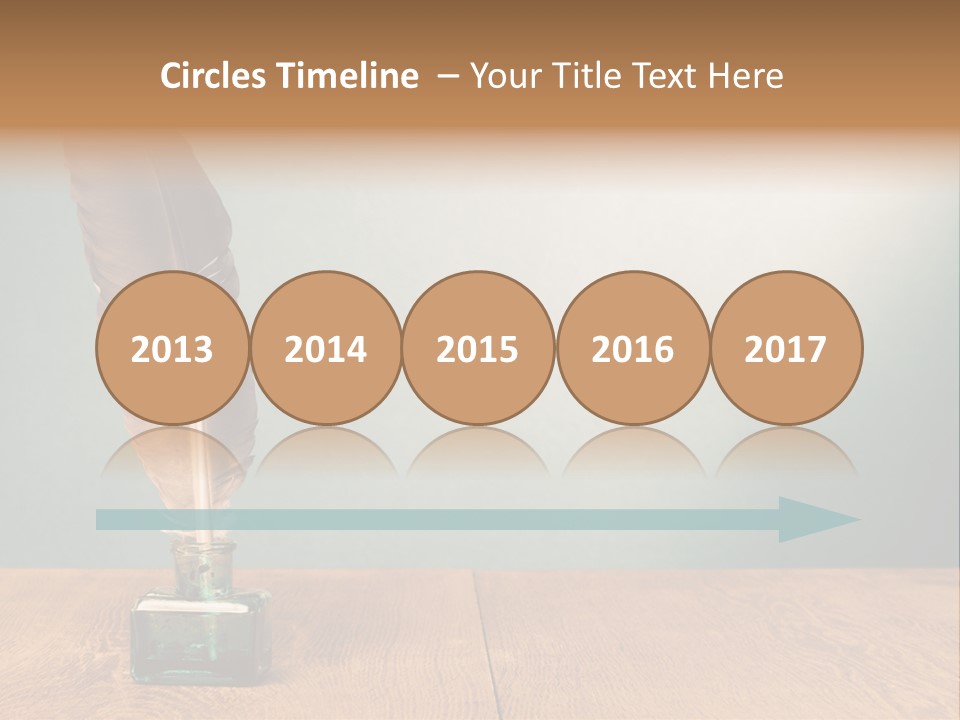 A Brown Feather Resting On A Wooden Table PowerPoint Template