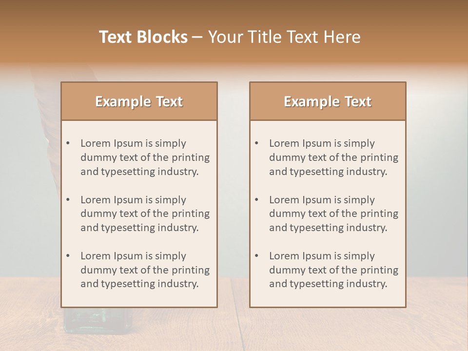 A Brown Feather Resting On A Wooden Table PowerPoint Template