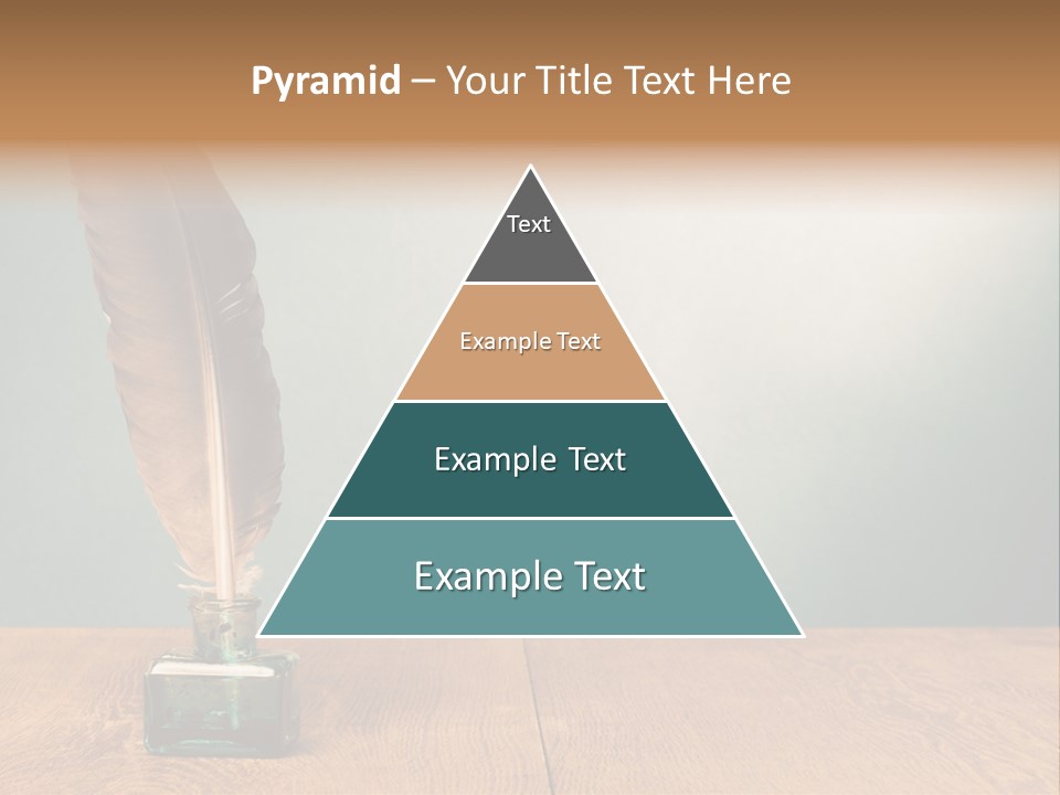 A Brown Feather Resting On A Wooden Table PowerPoint Template