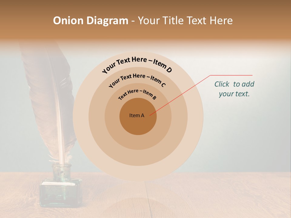 A Brown Feather Resting On A Wooden Table PowerPoint Template