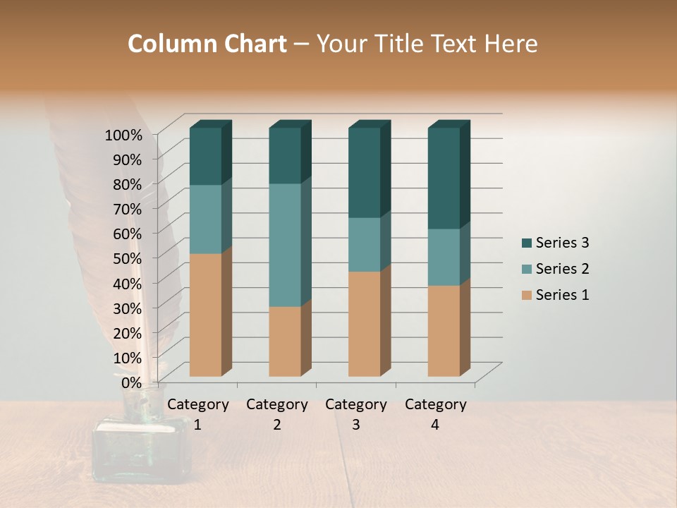 A Brown Feather Resting On A Wooden Table PowerPoint Template