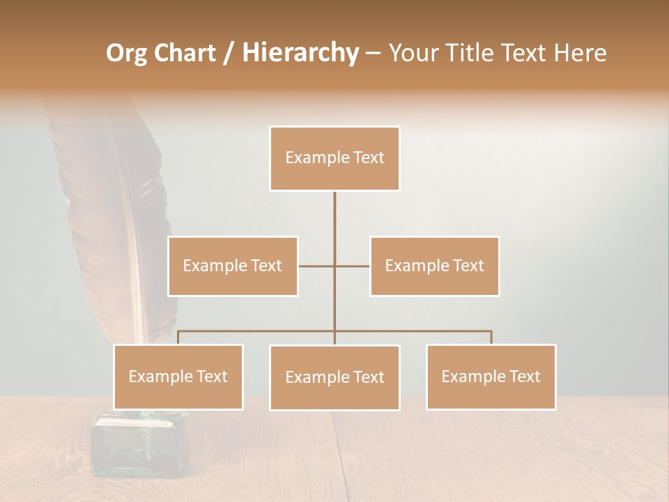 A Brown Feather Resting On A Wooden Table PowerPoint Template