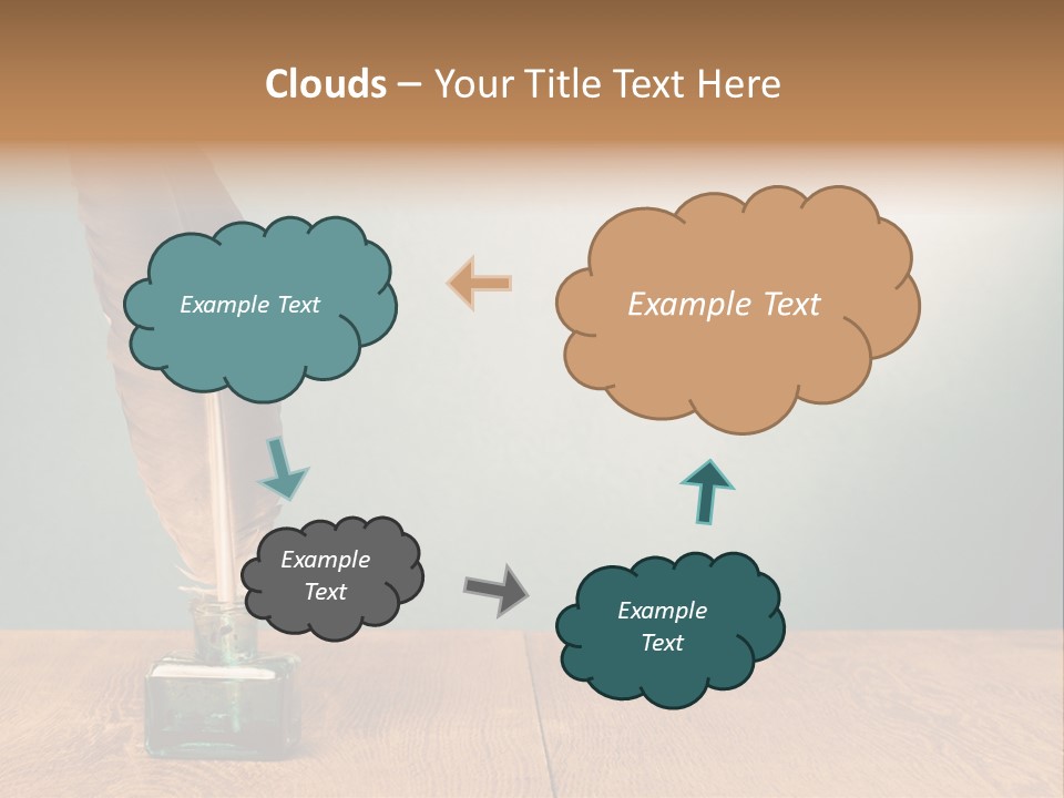 A Brown Feather Resting On A Wooden Table PowerPoint Template