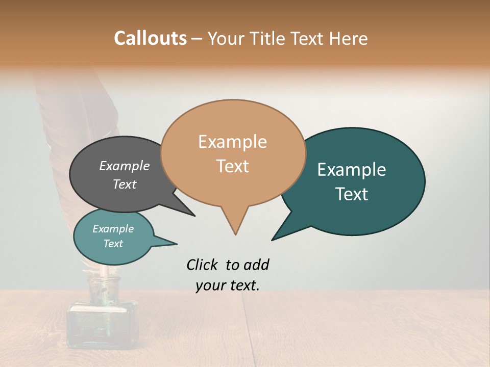 A Brown Feather Resting On A Wooden Table PowerPoint Template