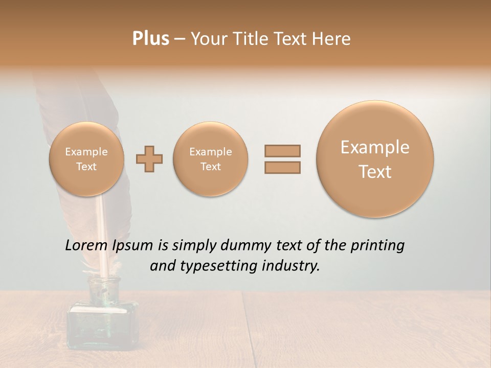A Brown Feather Resting On A Wooden Table PowerPoint Template